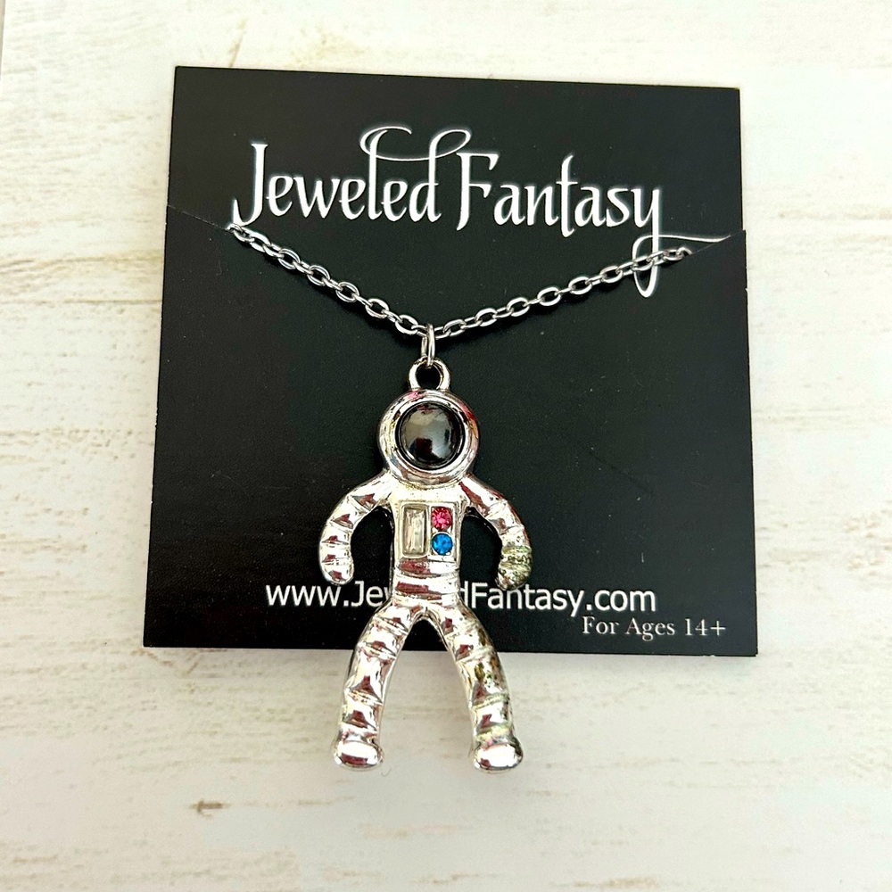 Jeweled Astronaut Pendant Necklace